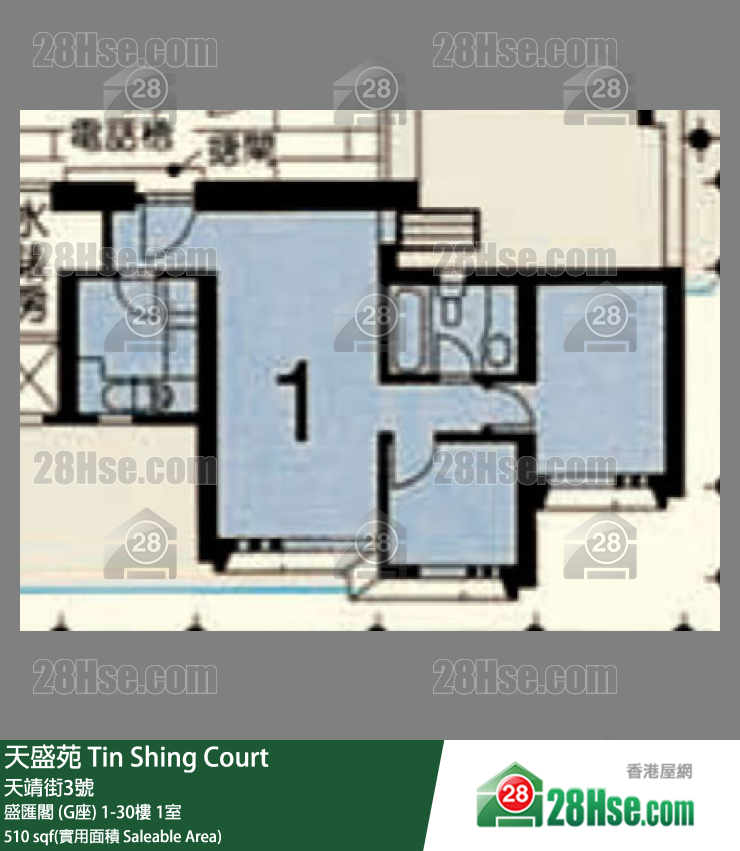 天盛苑 盛匯閣 (G座)28樓 1室 平面圖