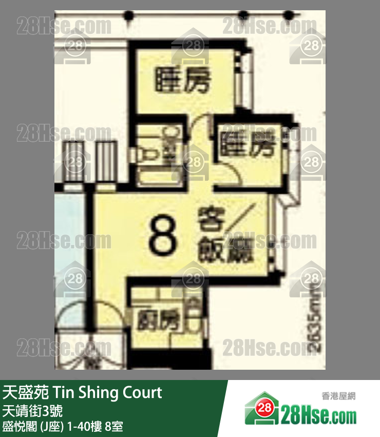 天盛苑 盛悅閣 (J座)34樓 8室 平面圖