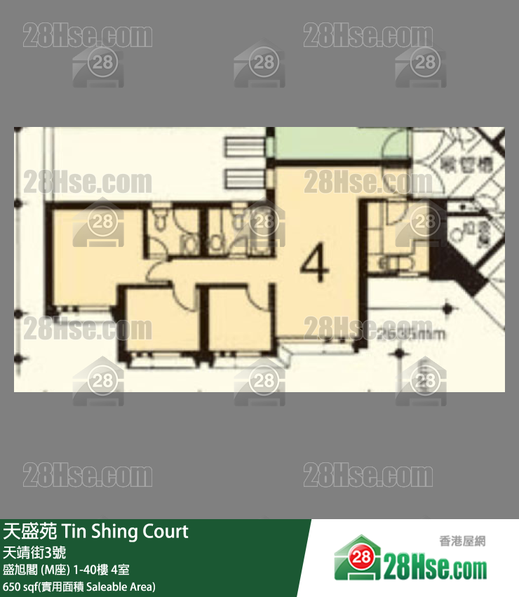 天盛苑 盛旭閣 (M座)37樓 4室 平面圖
