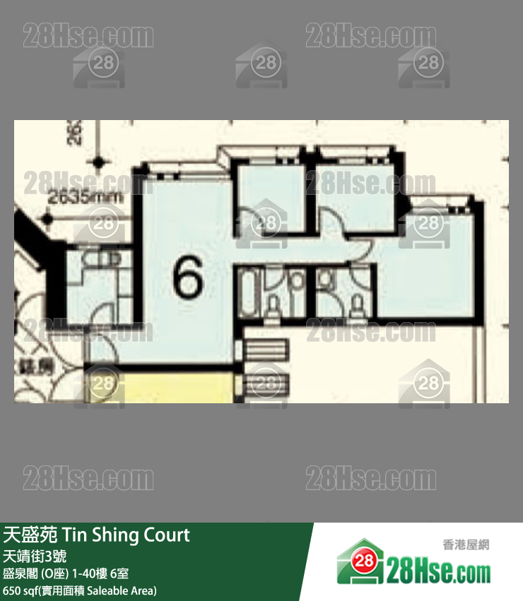 天盛苑 盛泉閣 (O座)9樓 6室 平面圖