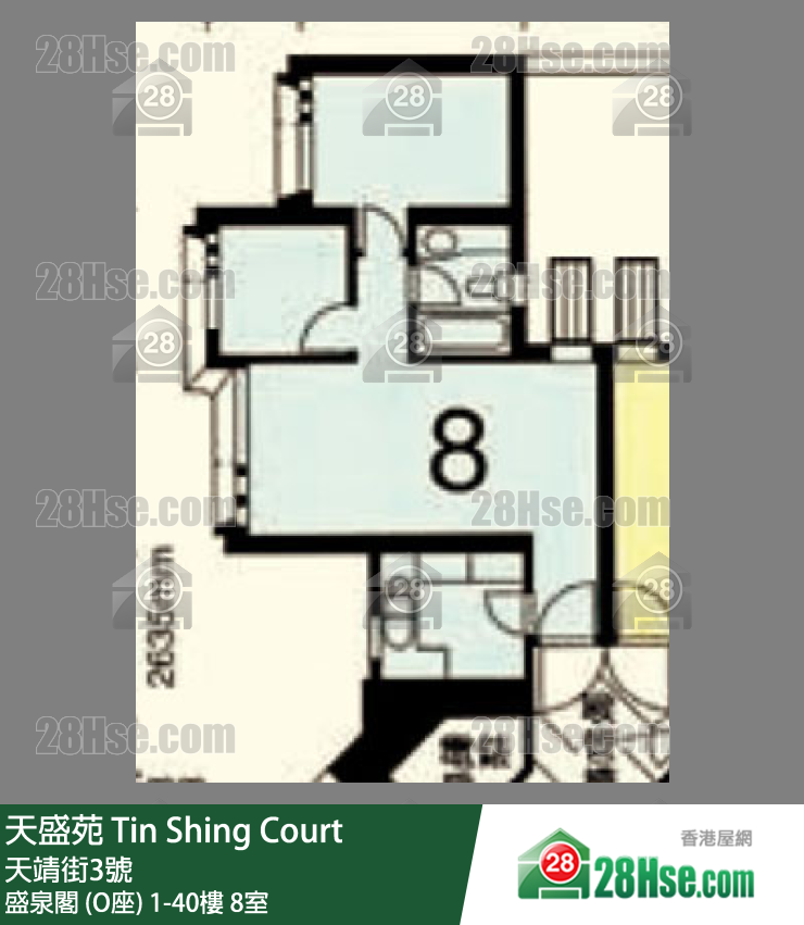 天盛苑 盛泉閣 (O座)5樓 8室 平面圖
