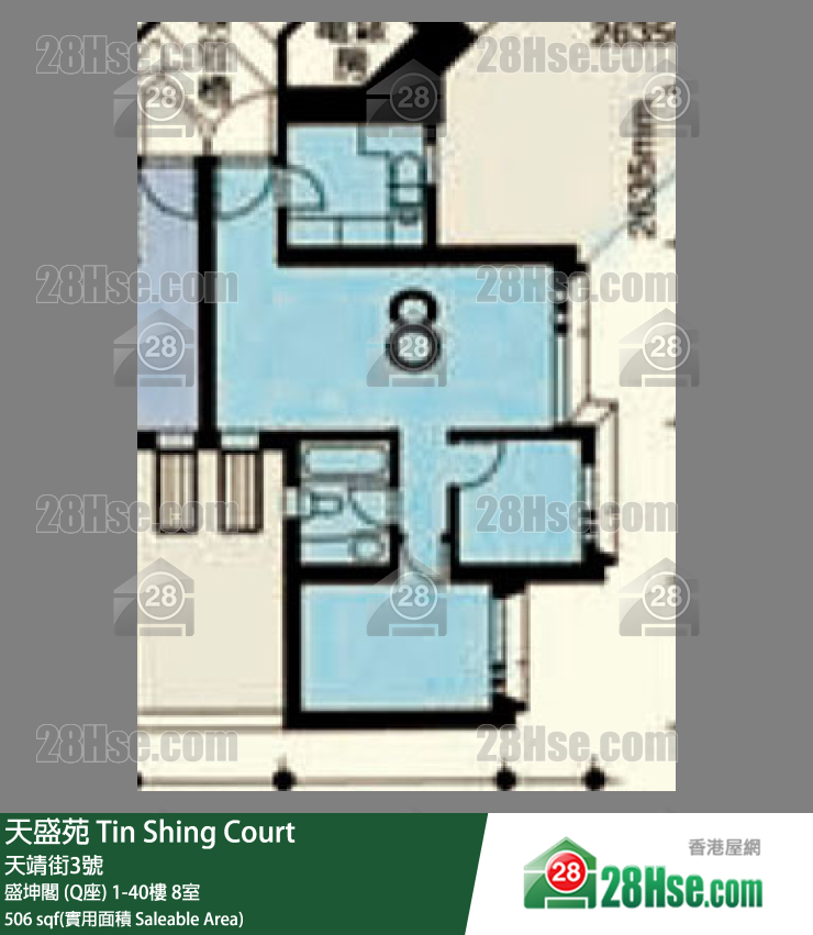 天盛苑 盛坤閣 (Q座)17樓 8室 平面圖