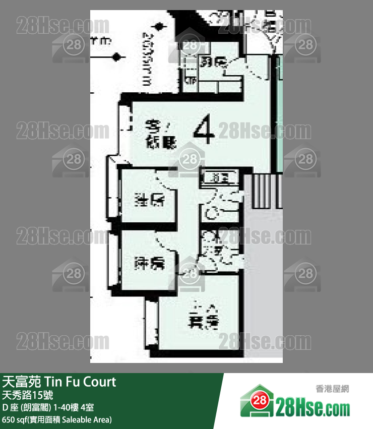 天富苑 D 座 (朗富閣)37樓 4室 平面圖