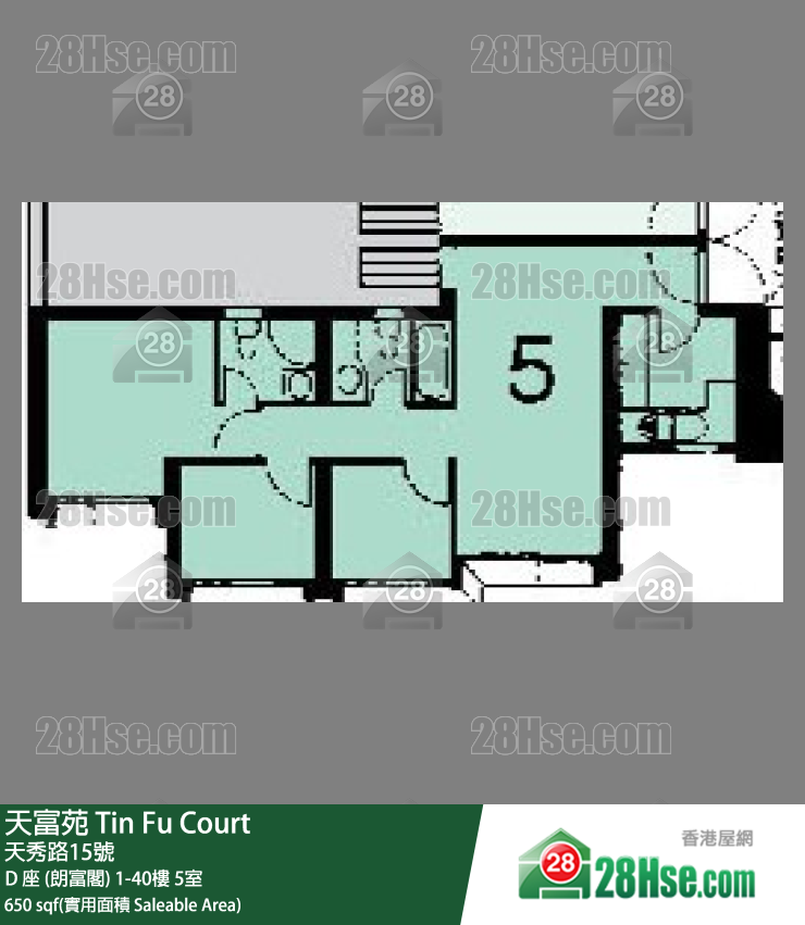 天富苑 D 座 (朗富閣)12樓 5室 平面圖