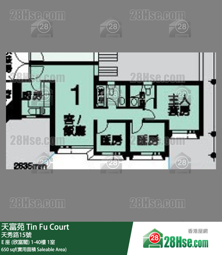 天富苑 E 座 (欣富閣)28樓 1室 平面圖