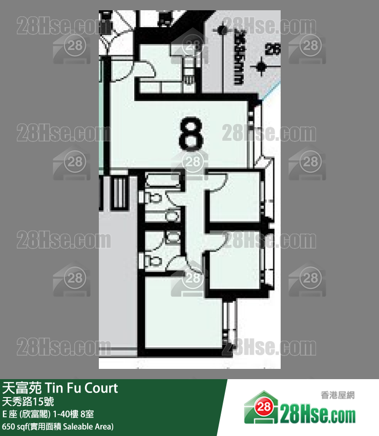 天富苑 E 座 (欣富閣)30樓 8室 平面圖