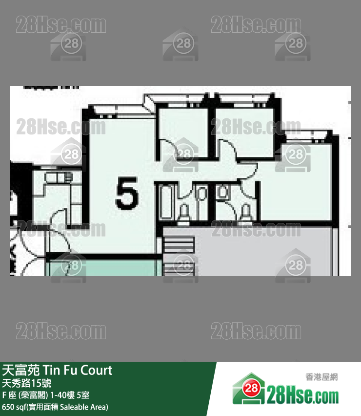 天富苑 F 座 (榮富閣)23樓 5室 平面圖