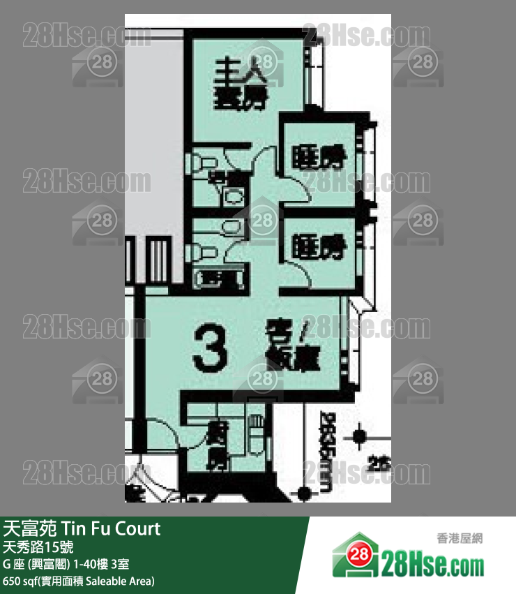 天富苑 G 座 (興富閣) 5樓 3室 平面圖
