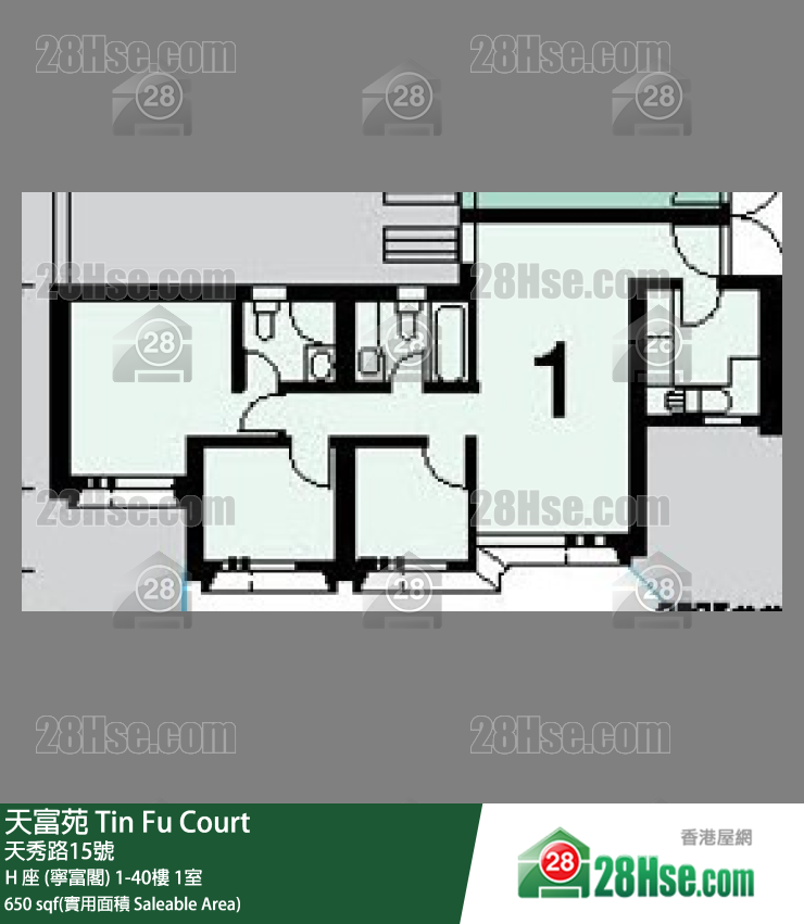 天富苑 H 座 (寧富閣) 17樓 1室 平面圖