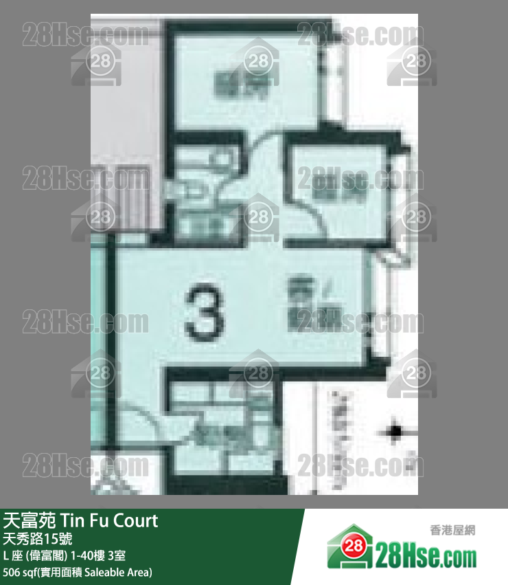 天富苑 L 座 (偉富閣) 27樓 3室 平面圖