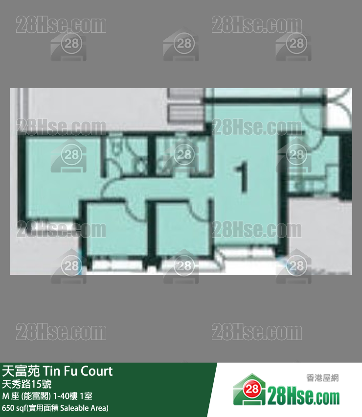 天富苑 M 座 (能富閣)22樓 1室 平面圖