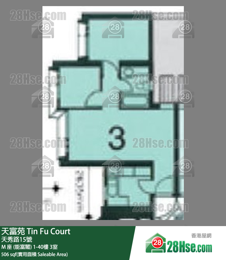 天富苑 M 座 (能富閣)23樓 3室 平面圖