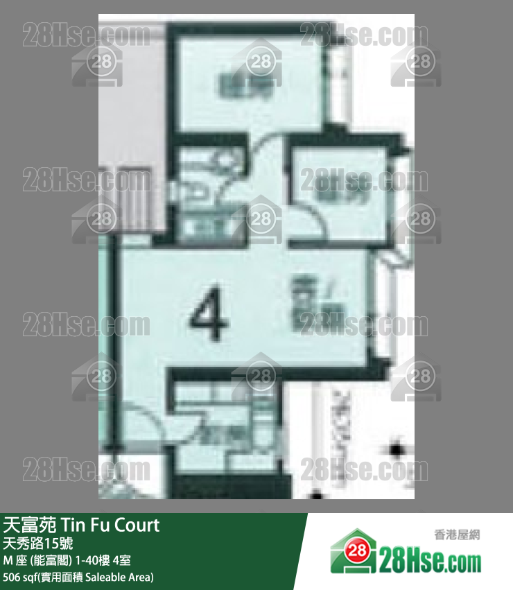 天富苑 M 座 (能富閣)26樓 4室 平面圖
