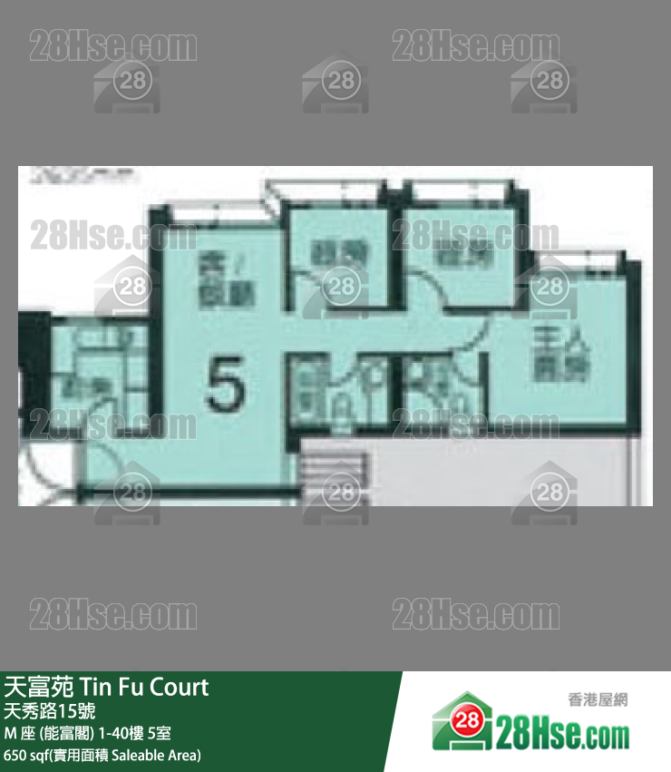 天富苑 M 座 (能富閣)32樓 5室 平面圖