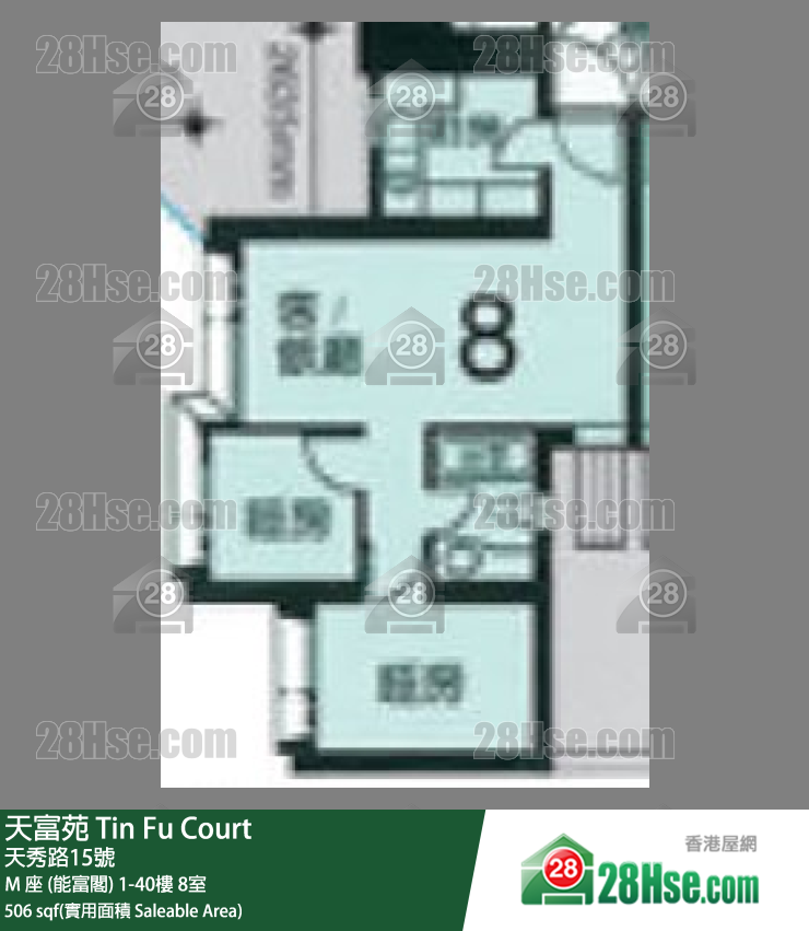 天富苑 M 座 (能富閣)29樓 8室 平面圖