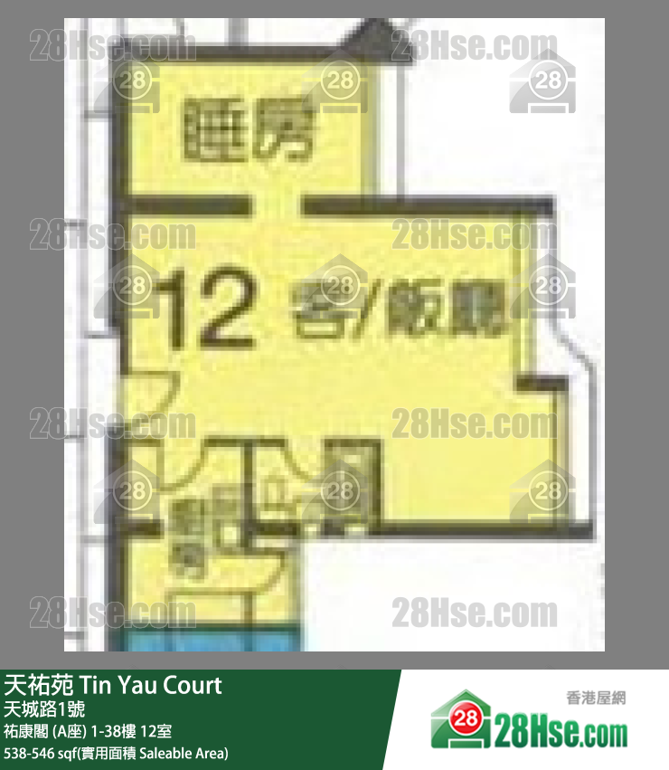 天佑苑 佑康阁 (A座)27楼 12室 平面图