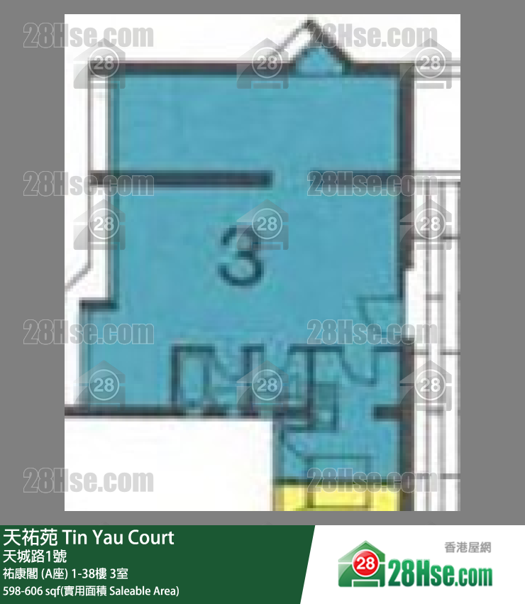 天佑苑 佑康阁 (A座) 23楼 3室 平面图