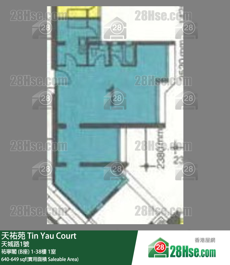 天佑苑 佑宁阁 (B座)20楼 1室 平面图