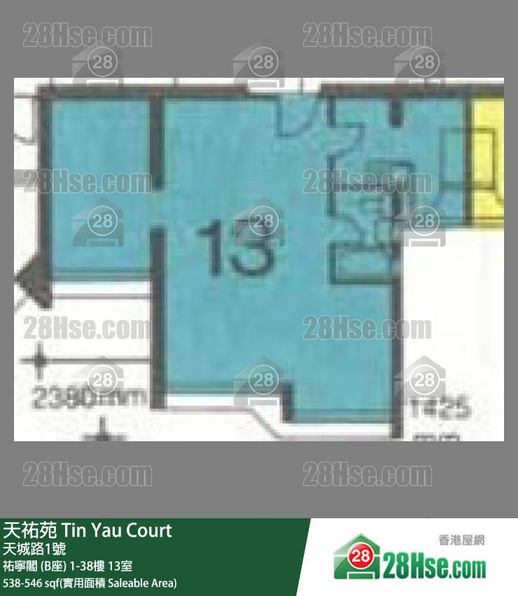 天佑苑 佑宁阁 (B座)22楼 13室 平面图