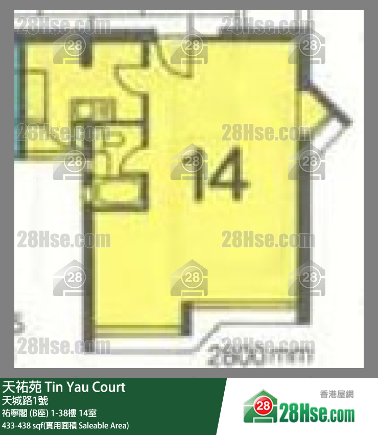 天佑苑 佑宁阁 (B座) 37楼 14室 平面图