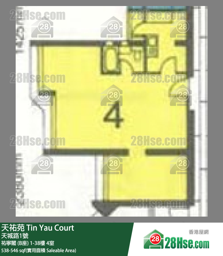 天佑苑 佑宁阁 (B座)19楼 4室 平面图