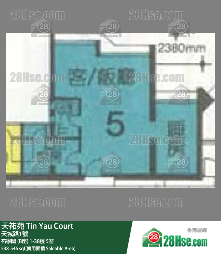 天佑苑 佑宁阁 (B座)1楼 5室 平面图