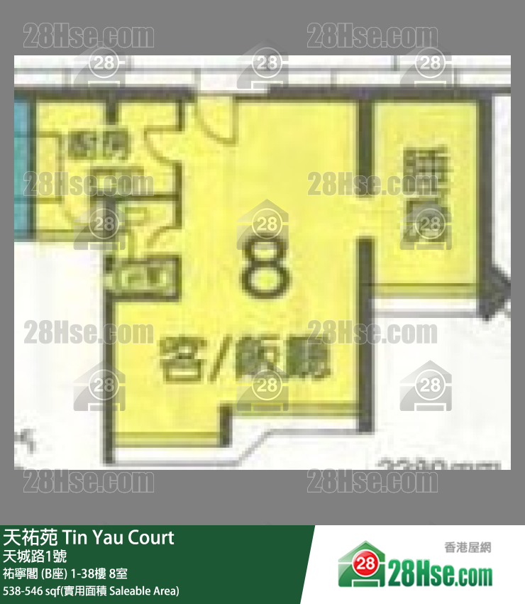 天佑苑 佑宁阁 (B座)15楼 8室 平面图
