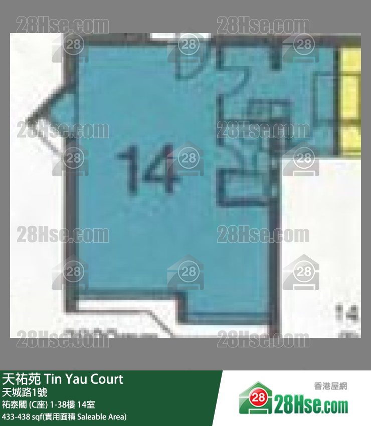 天佑苑 佑泰阁 (C座)3楼 14室 平面图
