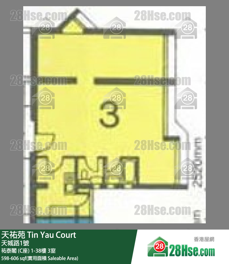 天佑苑 佑泰阁 (C座)10楼 3室 平面图