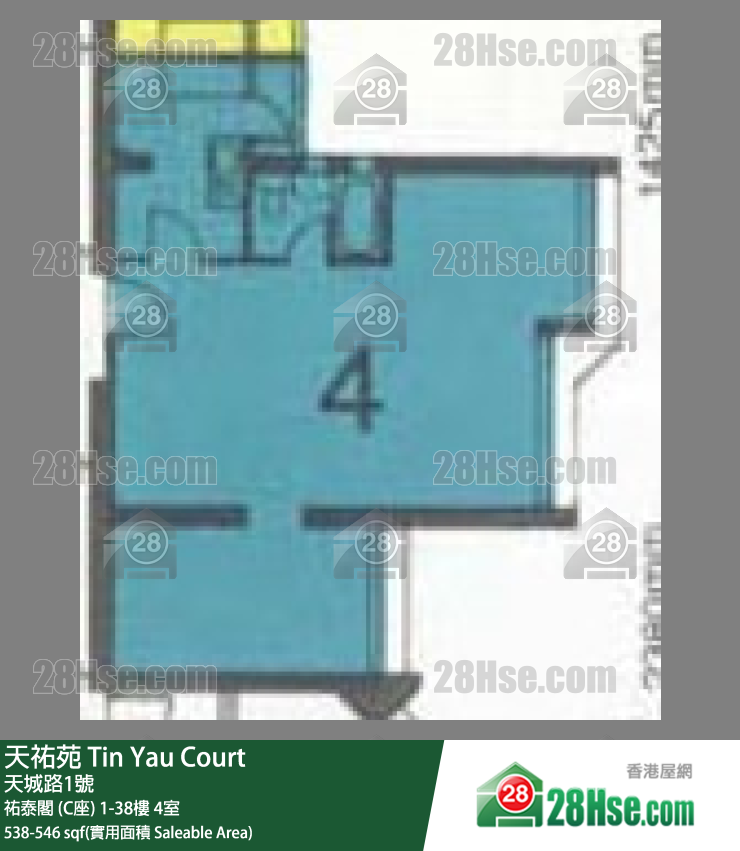 天佑苑 佑泰阁 (C座) 25楼 4室 平面图
