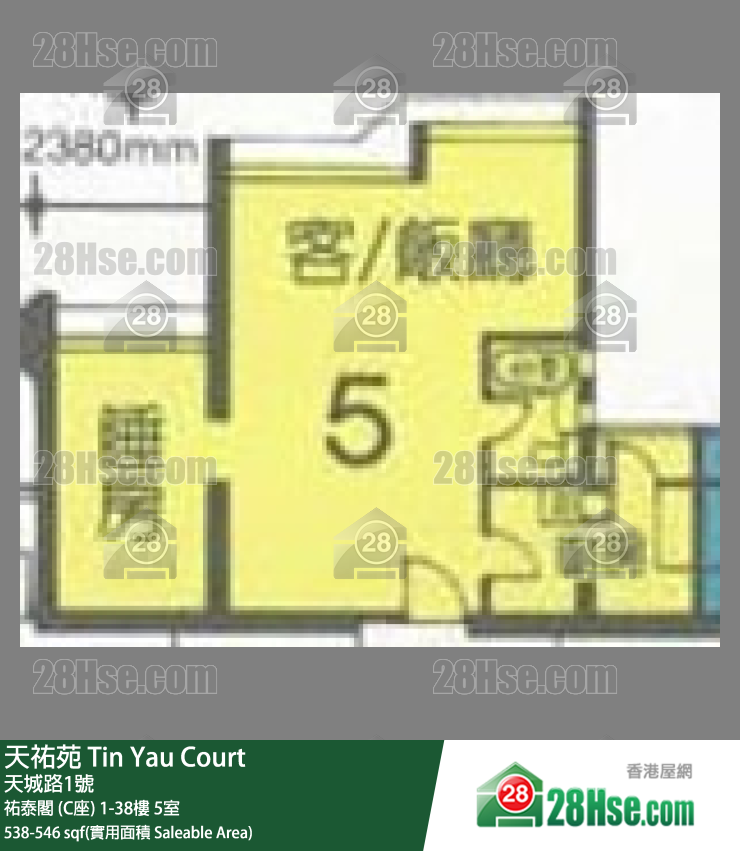 天佑苑 佑泰阁 (C座)29楼 5室 平面图