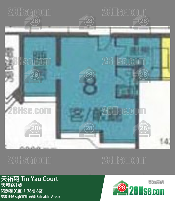 天佑苑 佑泰阁 (C座)37楼 8室 平面图