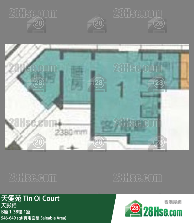 天愛苑 B座32樓 1室 平面圖