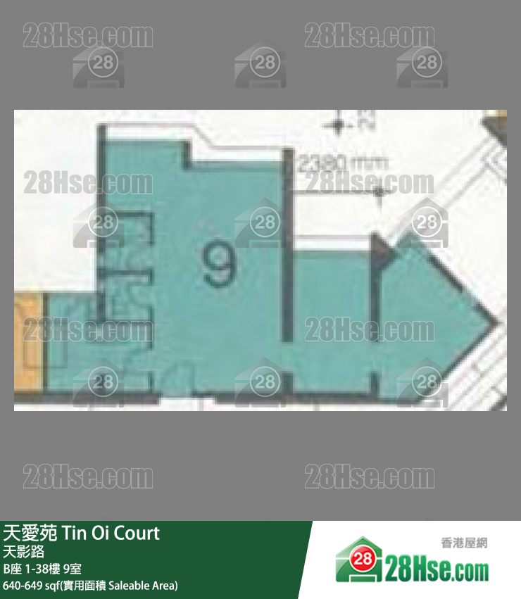 天愛苑 B座34樓 9室 平面圖