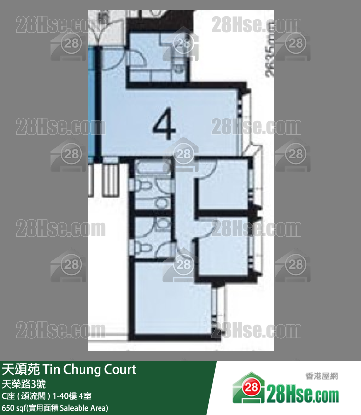 天頌苑 C座 ( 頌流閣 )26樓 4室 平面圖