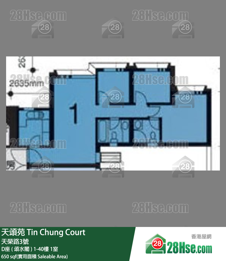 天頌苑 D座 ( 頌水閣 )34樓 1室 平面圖