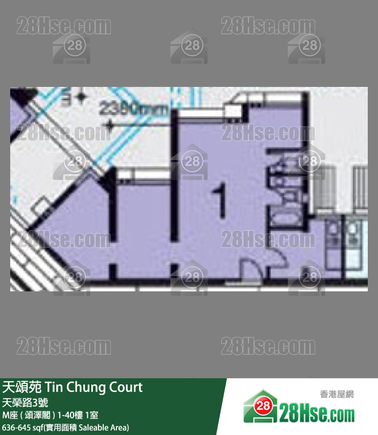 天頌苑 M座 ( 頌澤閣 )32樓 1室 平面圖