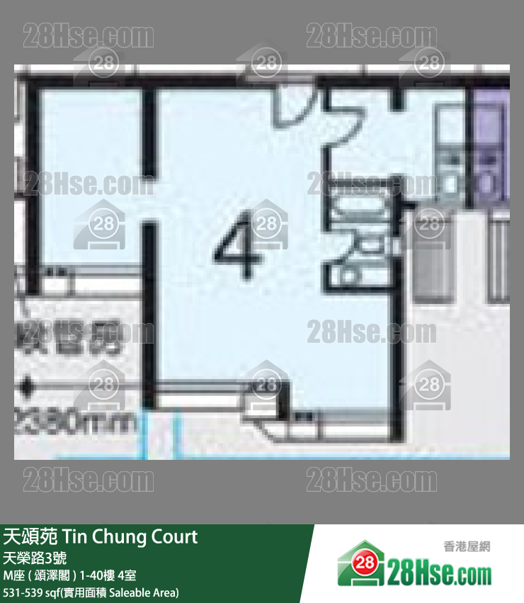 天頌苑 M座 ( 頌澤閣 )32樓 4室 平面圖