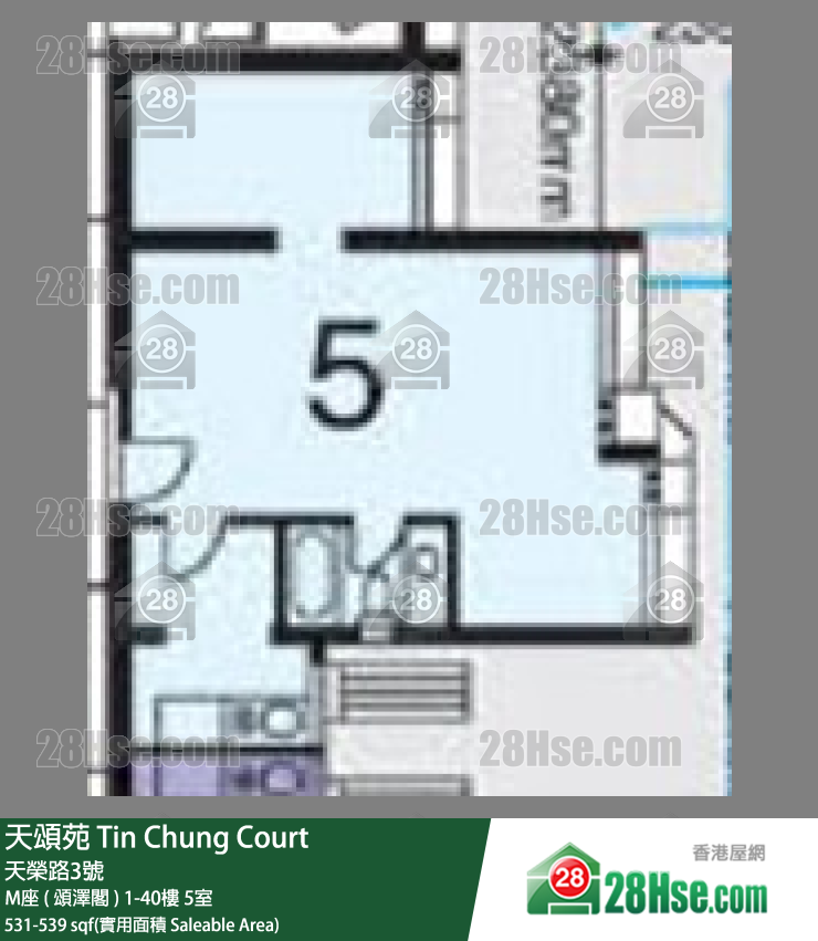 天頌苑 M座 ( 頌澤閣 )35樓 5室 平面圖