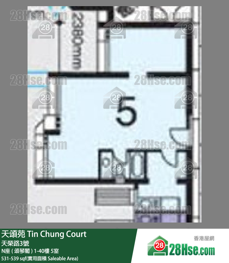 天頌苑 N座 ( 頌琴閣 )8樓 5室 平面圖