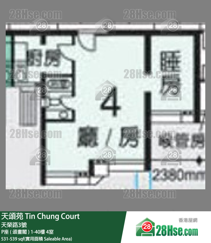 天頌苑 P座 ( 頌畫閣 ) 23樓 4室 平面圖