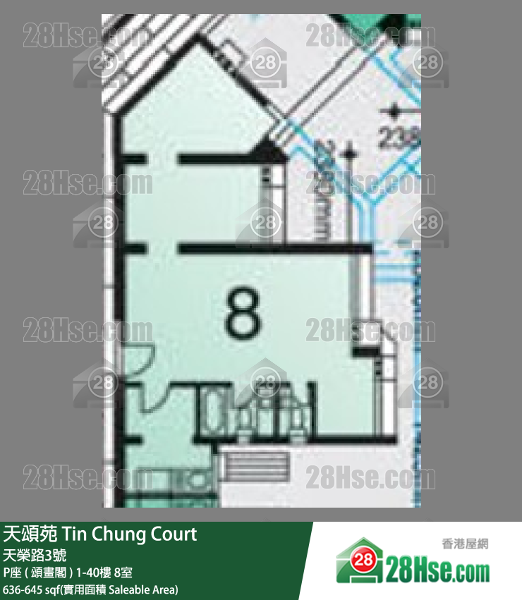 天頌苑 P座 ( 頌畫閣 )17樓 8室 平面圖
