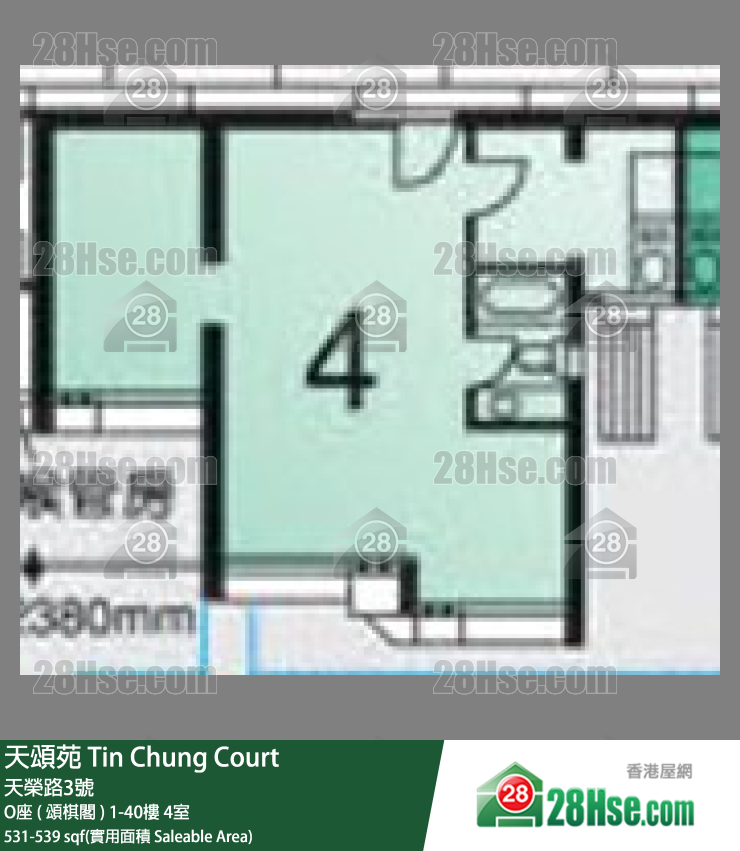 天頌苑 O座 ( 頌棋閣 )3樓 4室 平面圖