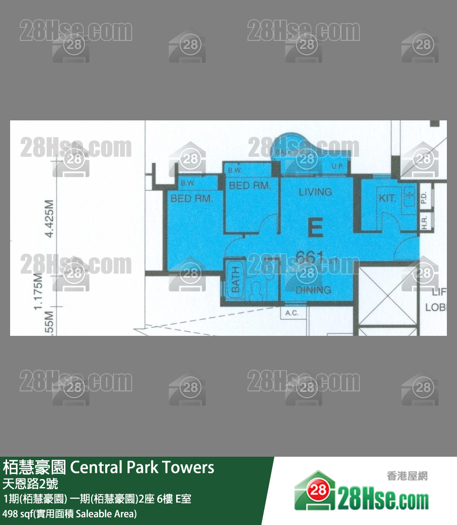 栢慧豪園 1期(栢慧豪園)一期(栢慧豪園)2座6樓 E室 平面圖