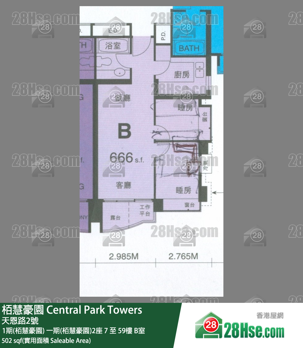 栢慧豪园 单位平面图(由 28Hse 提供)