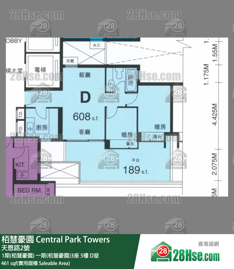 栢慧豪園 1期(栢慧豪園)一期(栢慧豪園)3座5樓 D室 平面圖
