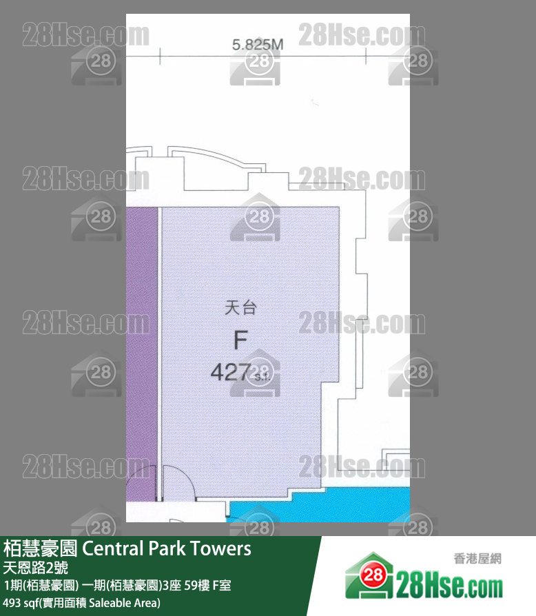 栢慧豪園 1期(栢慧豪園)一期(栢慧豪園)3座59樓 F室 平面圖