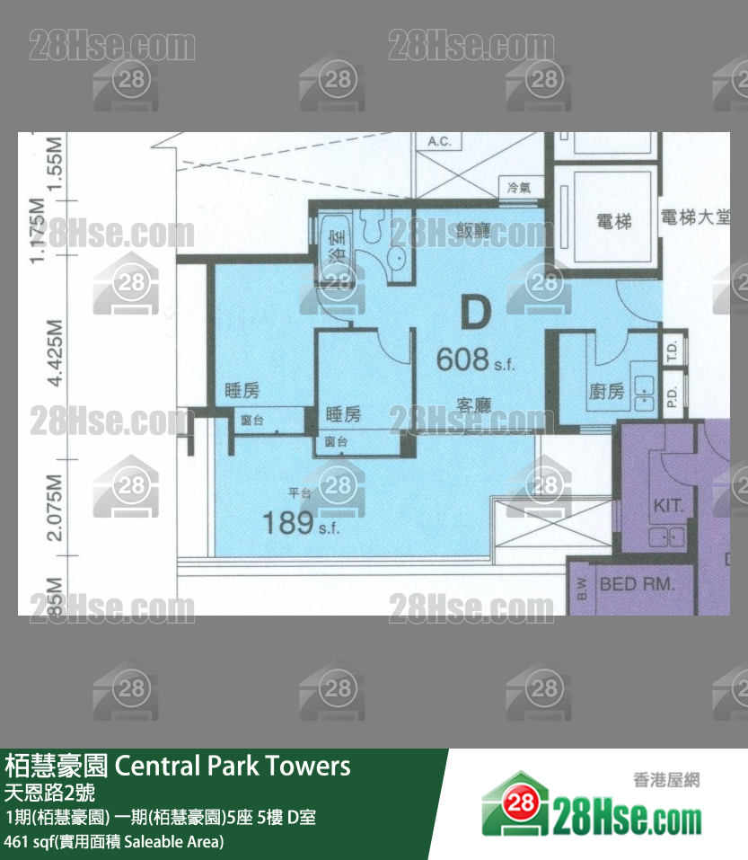 栢慧豪園 1期(栢慧豪園)一期(栢慧豪園)5座5樓 D室 平面圖