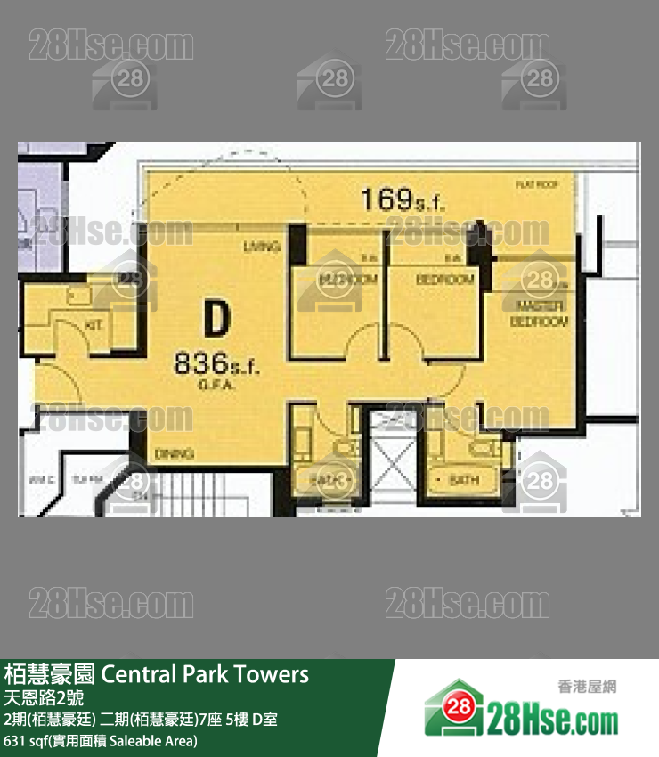 栢慧豪園 2期(栢慧豪廷)二期(栢慧豪廷)7座5樓 D室 平面圖