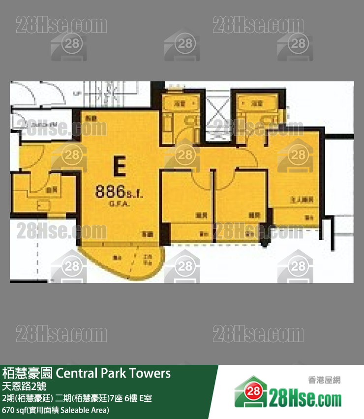 栢慧豪園 2期(栢慧豪廷)二期(栢慧豪廷)7座6樓 E室 平面圖